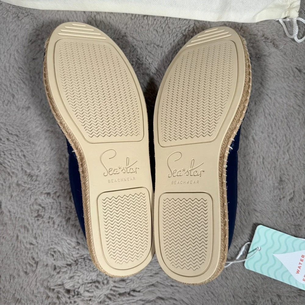 NWT Seastar Beachwear 'Love' Beachcomber embroidered Espadrilles Shoes  W11 Navy
